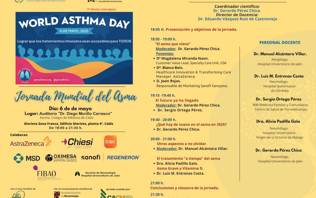 Asiste el 6 de mayo a la jornada formativa con motivo del Día Mundial del Asma 